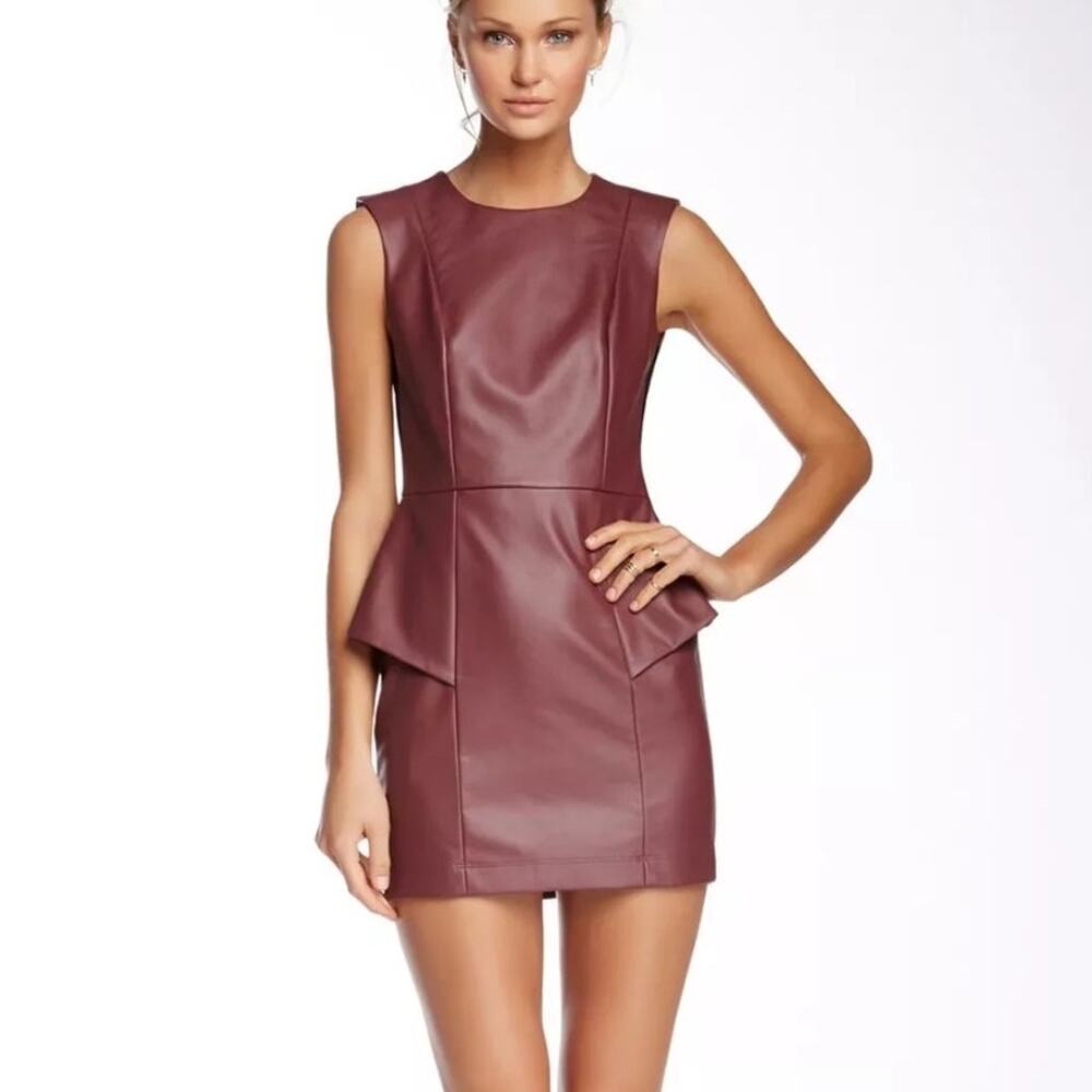 NWT BCBGeneration Saffron Faux Leather Cutout Sleeveless Casual Dress Size 10